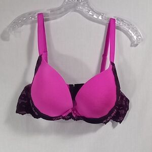 Torrid Pink with Black Lace Push-up Bra Size 42C